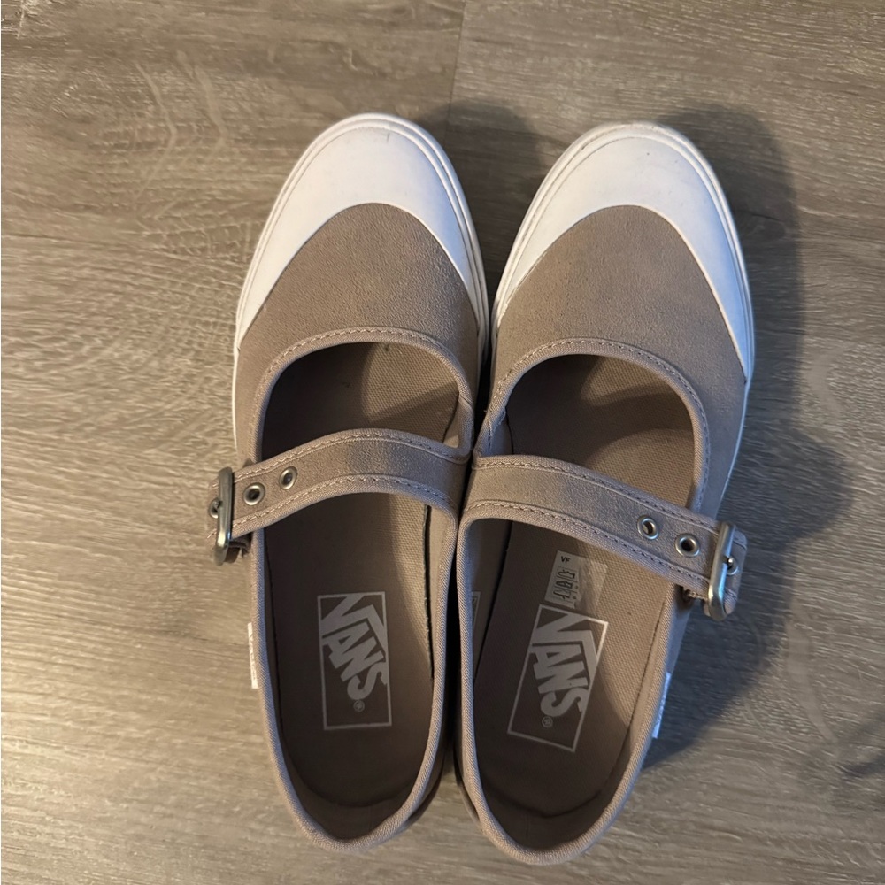 Vans Grey and White Mary Jane Sneakers